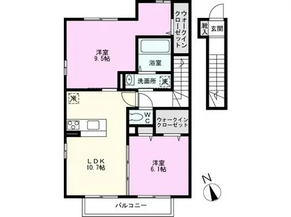 エンゼルハイムII(2LDK/2階)の間取り写真