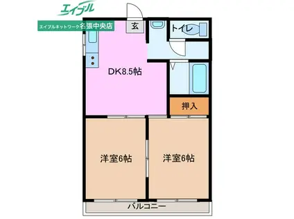 ノースファイブ(2LDK/2階)の間取り写真