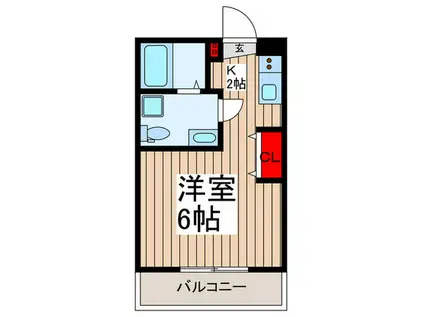 O2レジデンス竹ノ塚 B棟(1K/2階)の間取り写真