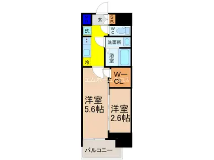 エステムコート名古屋新栄VI アートテラス(2K/3階)の間取り写真