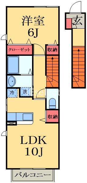 シルフィード ティアラ(1LDK/2階)の間取り写真