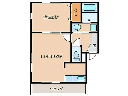 メゾンエトワール(1LDK/2階)の間取り写真