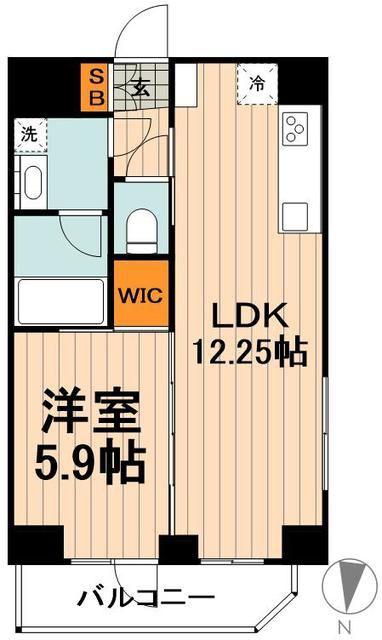 オーキッドレジデンス上野稲荷町II(1LDK/7階)の間取り写真