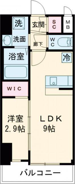 スワンズシティ神戸湊川II(1LDK/5階)の間取り写真