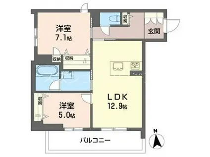 南流山シャーメゾン(2LDK/2階)の間取り写真