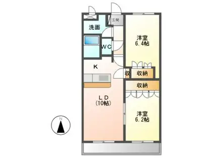 アシューレA(2LDK/2階)の間取り写真