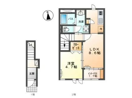 ラ・フォルテIII(1LDK/2階)の間取り写真