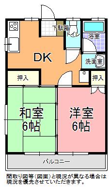 舘ハイツ(2DK/2階)の間取り写真