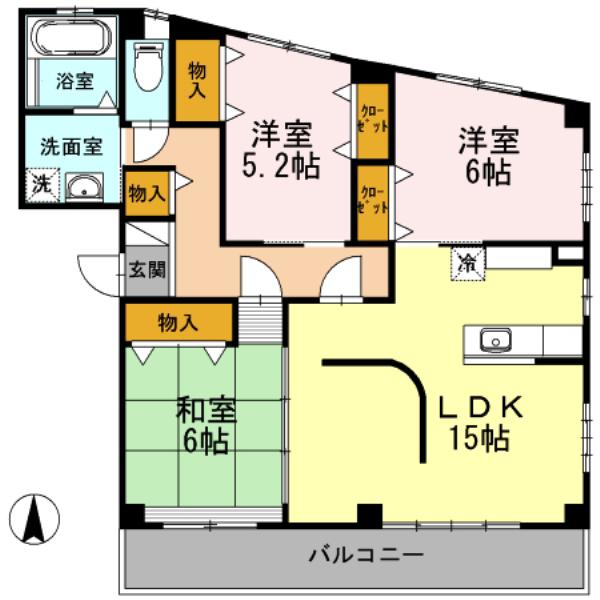 ハイドリーム谷口(3LDK/2階)の間取り写真