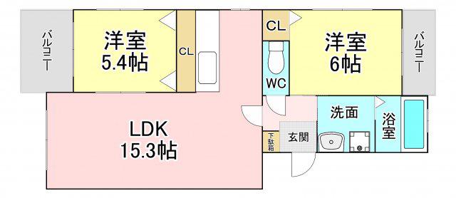 シダーフィールド平尾(2LDK/1階)の間取り写真