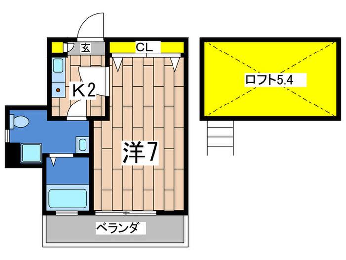 FERIO東戸塚(1K/2階)の間取り写真