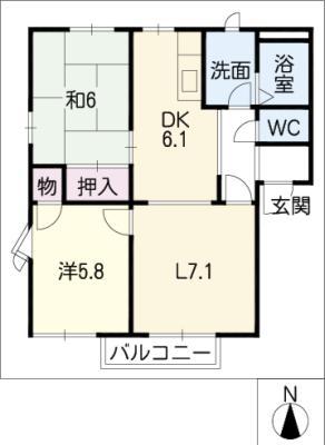 オレンジパーク野田(2LDK/2階)の間取り写真