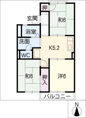 セントラルハイツ(3K/1階)の間取り写真