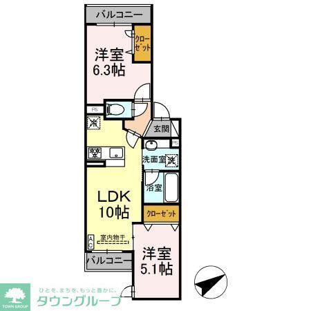 D BLESS宿河原(2LDK/3階)の間取り写真