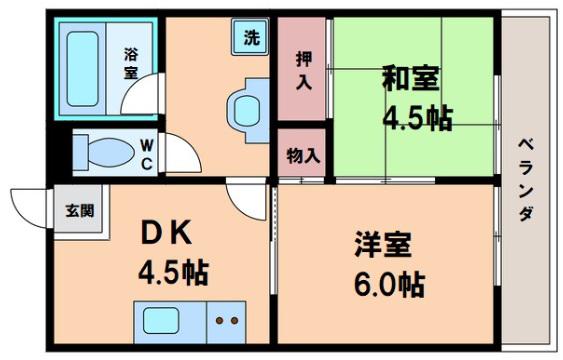 マンション大谷(2DK/2階)の間取り写真