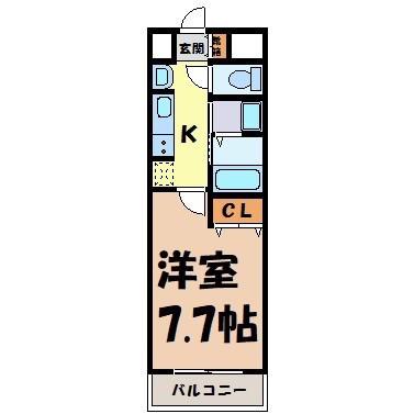 ブルームライフ黒川(1K/3階)の間取り写真