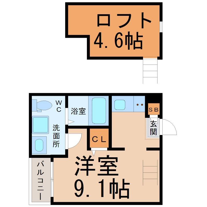 ROROナルミ(1K/2階)の間取り写真