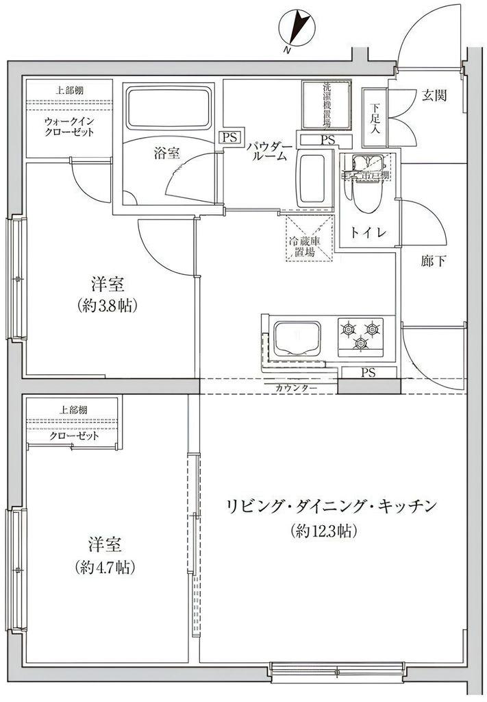 CREATIF池袋(2LDK/4階)の間取り写真
