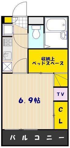 レオパレスプラムII(1K/2階)の間取り写真