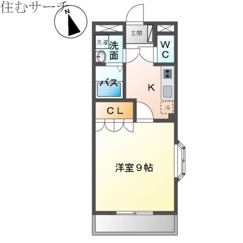 WILL MORE GOOD LUCK III(1K/2階)の間取り写真