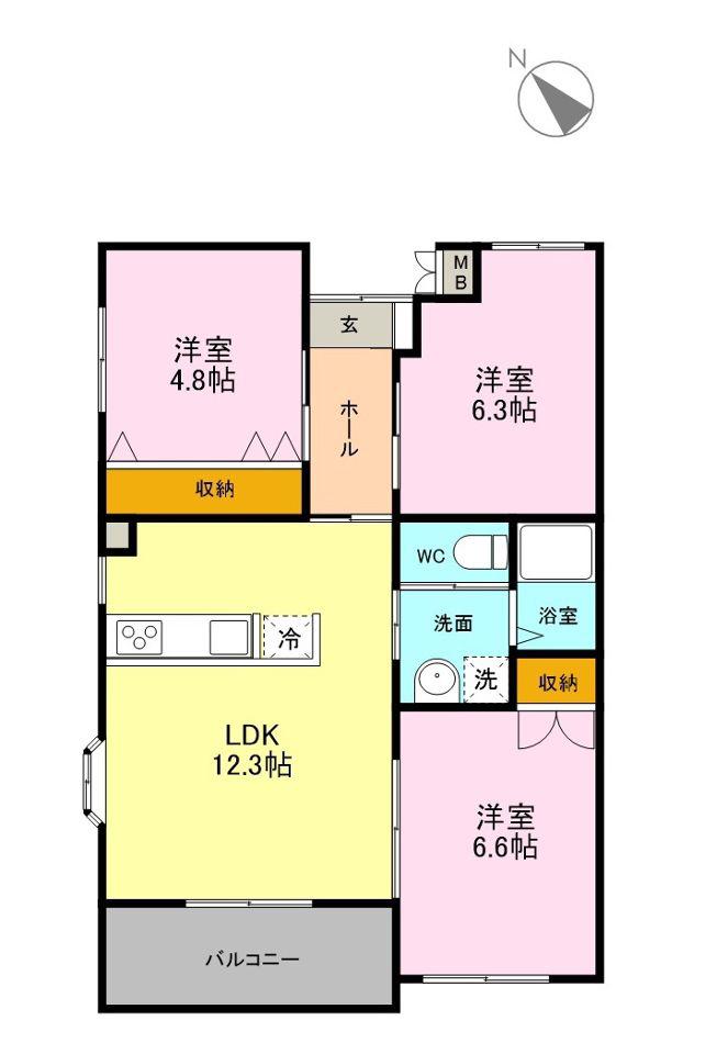 MARUSU竜南(3LDK/1階)の間取り写真