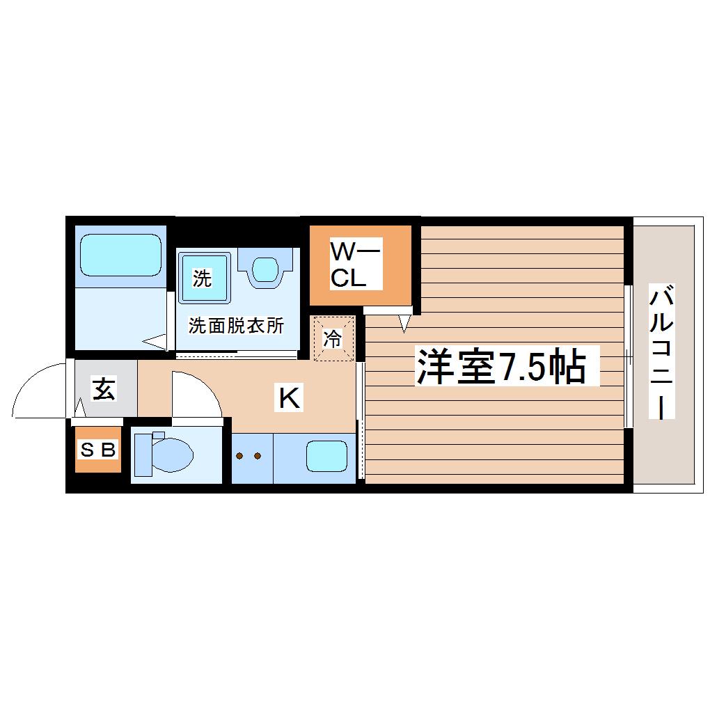 SAKURA HILLS I(1K/2階)の間取り写真