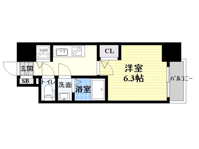 エスリード京橋グレイス(1K/11階)の間取り写真
