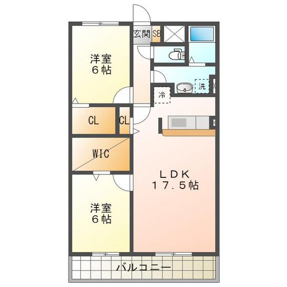 スターシンフォニー(2LDK/2階)の間取り写真