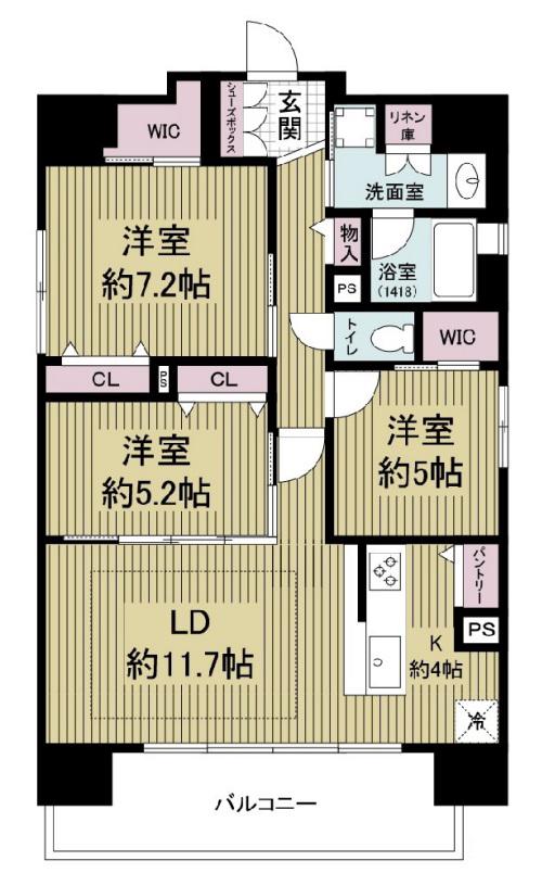 レジュールアッシュ谷町四丁目グランクラス(2SLDK/13階)の間取り写真