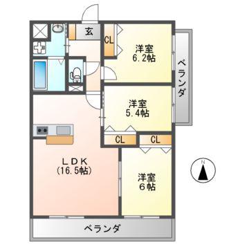 セイワコートプレミアム(3LDK/3階)の間取り写真