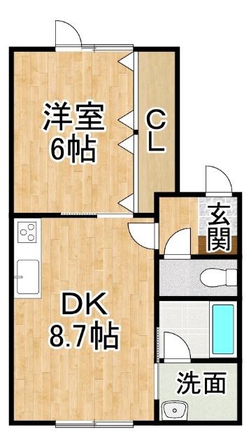 マスカットハウス(1DK/2階)の間取り写真