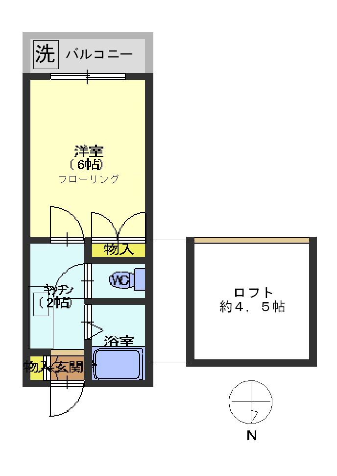 第5GMコーポ(1K/2階)の間取り写真