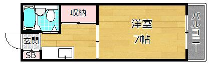 コーポいづみ(1K/3階)の間取り写真