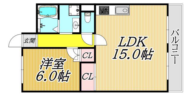 アビタコアIII(1LDK/4階)の間取り写真