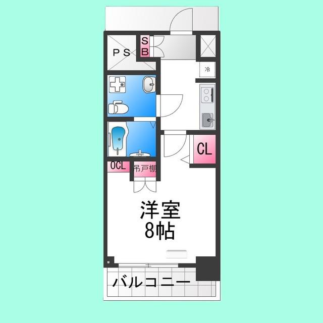ラシーヌ宿院(1K/12階)の間取り写真