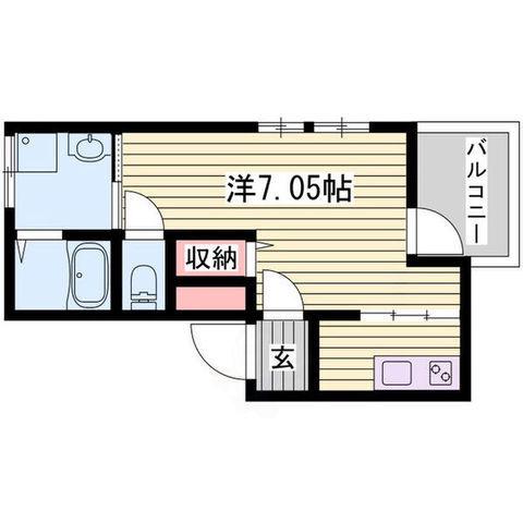 フィオーレ加古川(ワンルーム/2階)の間取り写真