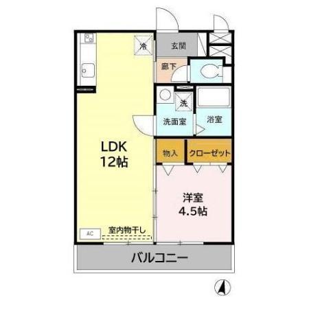 セジュール一ツ木(1LDK/1階)の間取り写真