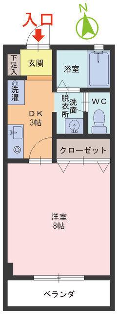 ヴィラ開発(1DK/1階)の間取り写真