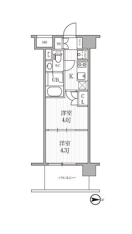 シーズンフラッツ木場(2K/8階)の間取り写真