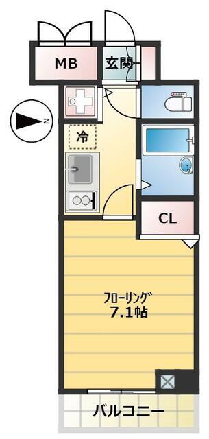 VERONA池袋本町LUSSO(1K/2階)の間取り写真