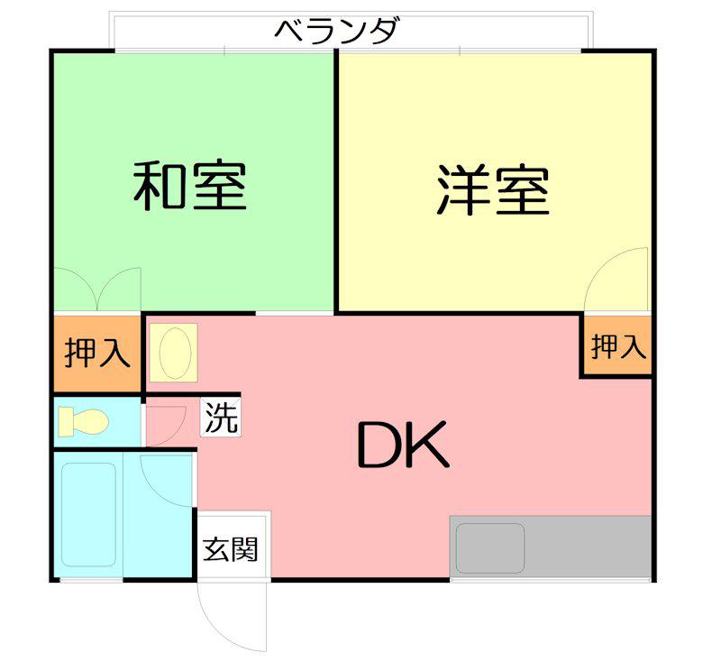コーポ勇 C(2DK/2階)の間取り写真