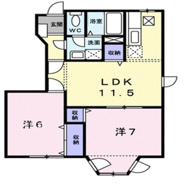 ハイム万々(2LDK/1階)の間取り写真