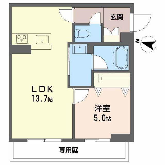 LA PALAIS VERT ラ・パレヴェール(1LDK/1階)の間取り写真