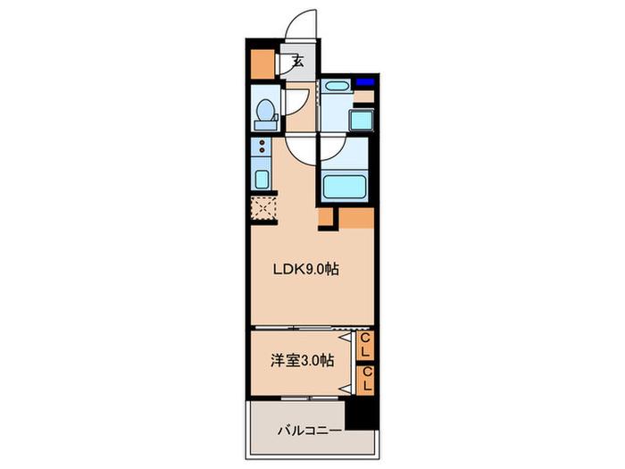 S-RESIDENCE天満橋AR(1LDK/9階)の間取り写真
