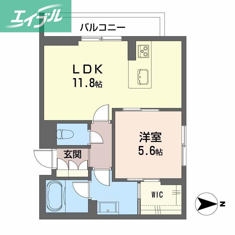 JR山陽本線 岡山駅 徒歩10分 2階建 新築(1LDK/2階)の間取り写真