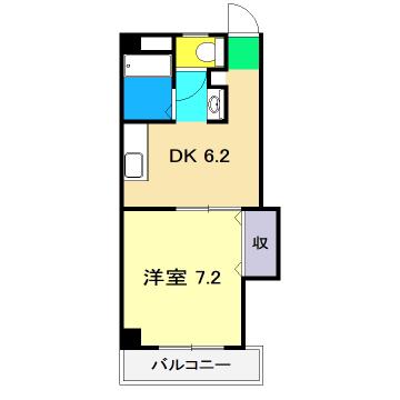 アルファイン高知(1DK/2階)の間取り写真