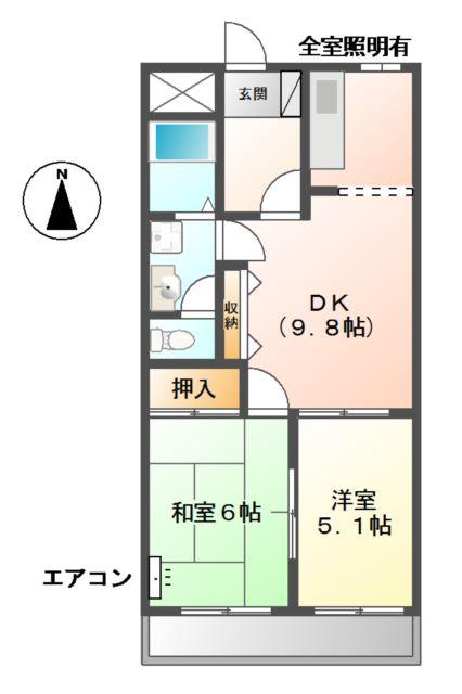 LAVIEENROSE(2DK/1階)の間取り写真