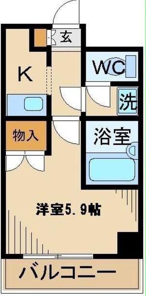 ヴィレッジヒル宮西(1K/3階)の間取り写真