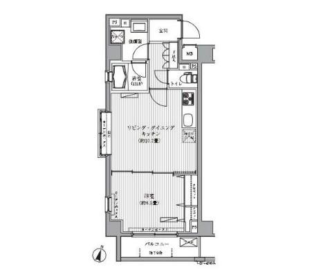 メゾンカルム西新宿(1LDK/5階)の間取り写真