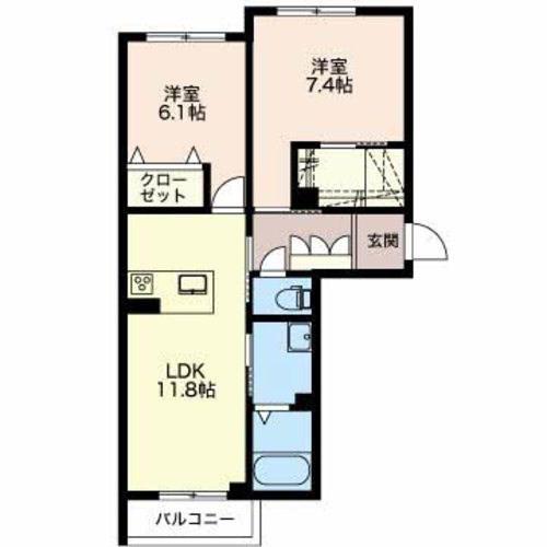 シャーメゾン女池上山(2LDK/1階)の間取り写真